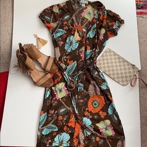 Forever 21 Floral Brown/Orange Dress